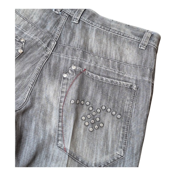 VTG South Pole Gray Black Acid Jeans Embossed Pockets Y2K Grunge Hip Hop Mens 38 - Picture 1 of 5
